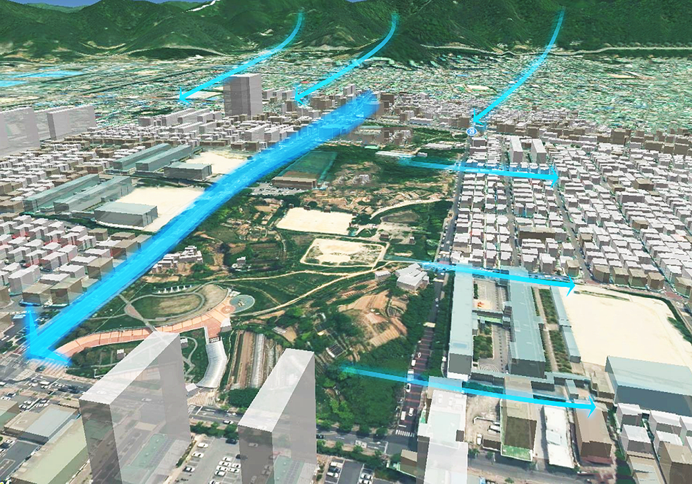 Wind road analysis for urban wind ventilation forest planning